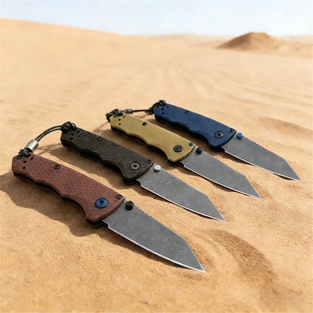 Cuchillo Plegable para Exteriores BM 290 de Alta Calidad, Hoja de Acero D2 con Mango de Fibra de Nailon, Herramienta Multifuncional para Camping, Pesca y Senderismo