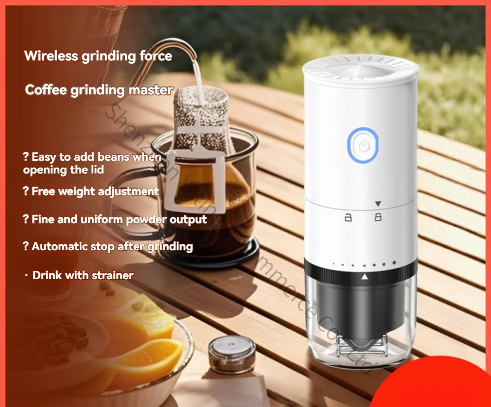 

Электрическая кофемолка для дома и улицы с откидной крышкой для заливки зерен, регулируемая толщина помола, керамическая кофемолка