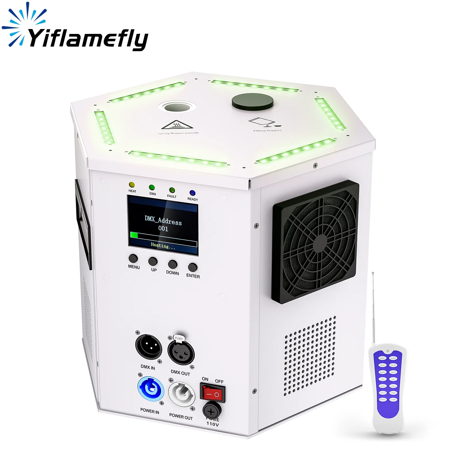 Yiflamefly 700W RGB White Cold Spark Machine Hexagon Electronic Flower Flame Spraying Machine For Disco Party Stage Musical Show