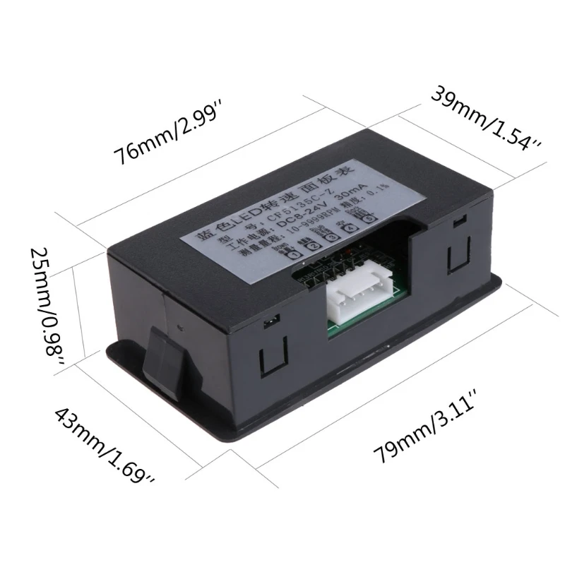 4 Digital LED Tachometer RPM Speed Meter+Hall Proximity Switch Sensor NPN for Lathe/Mower/CNC/Spring 10-9999RPM