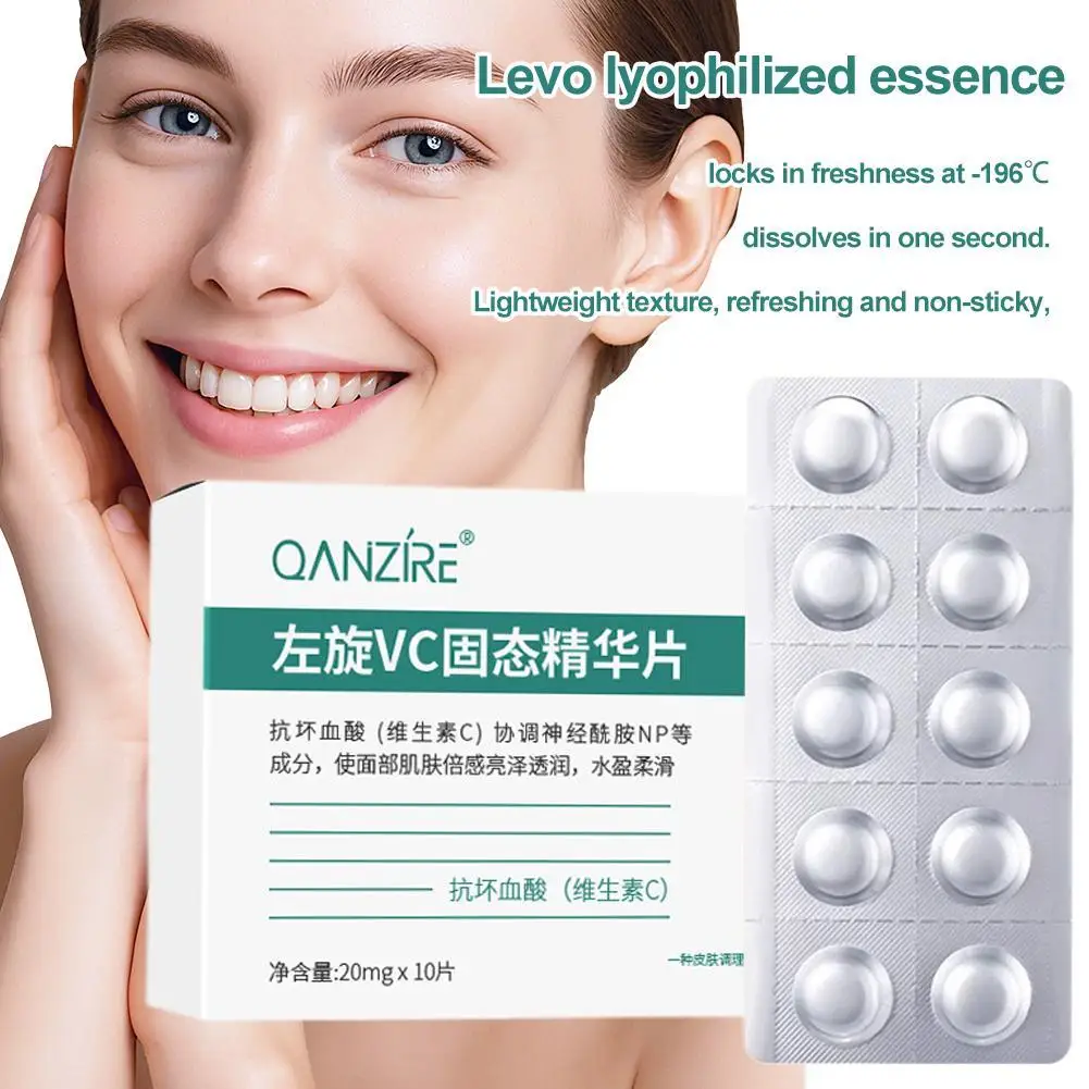 

10pcs Whitening Solid facial Essence Tablets Moisturizing Tighten Shrink Pores Portable Polypeptide VC Freeze-dried Powder Table