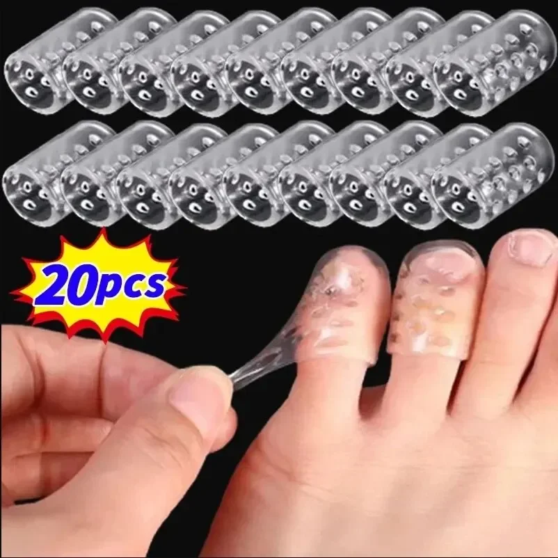 20pcs Transparent Breathable Silicone Toe Protectors Prevent Blisters, Calluses And Corn, Comfortable With High Elasticity