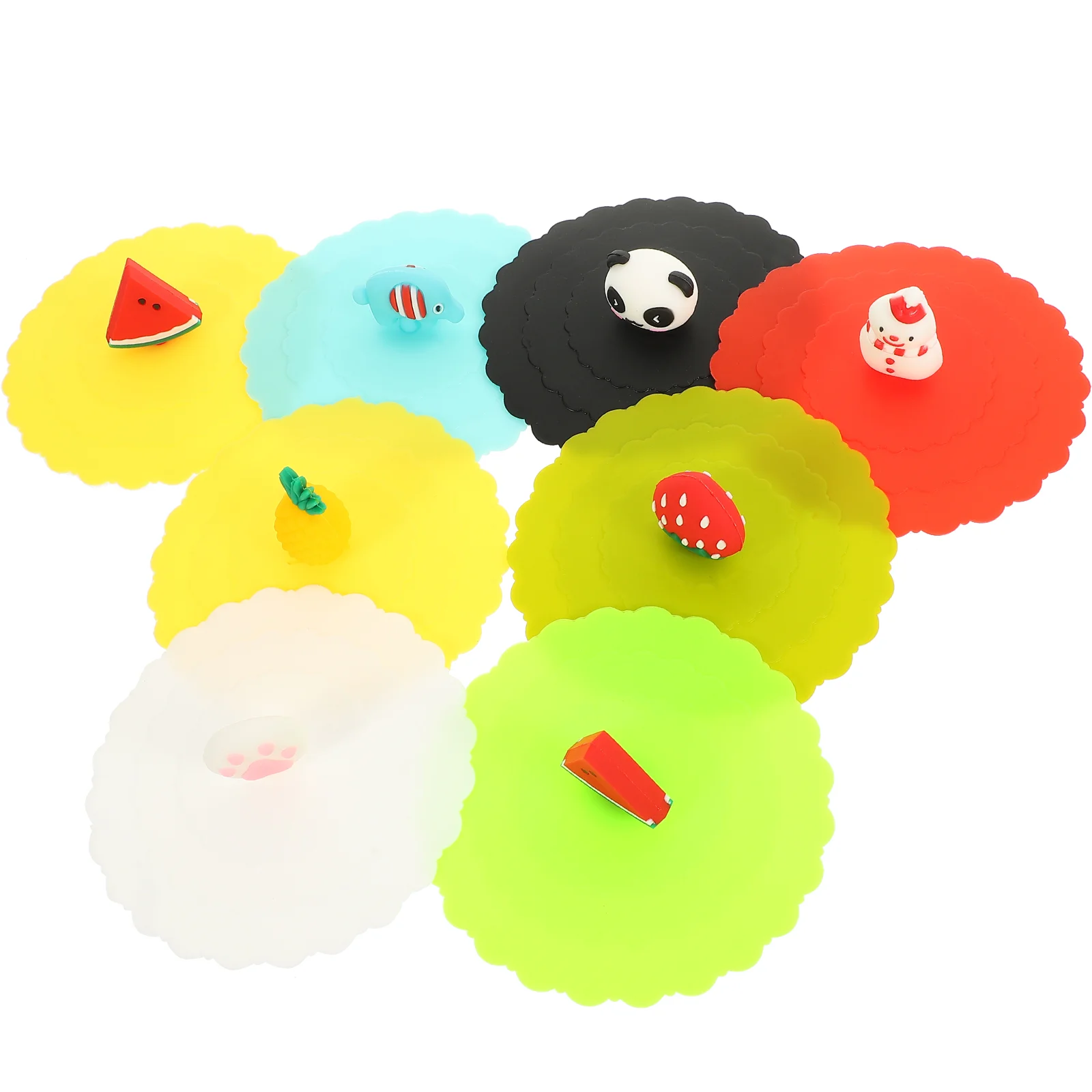 

8 Pcs Silicone Cup Lids Portable Dust proof Mug Covers Adorable Drink Accessories Kitchen Bar Universal Smooth
