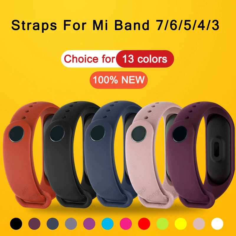 Silicone Straps for Xiaomi Mi Band 7 6 5 4 3 Replacement Bracelet Smart Watch Accessories Comfortable Durable