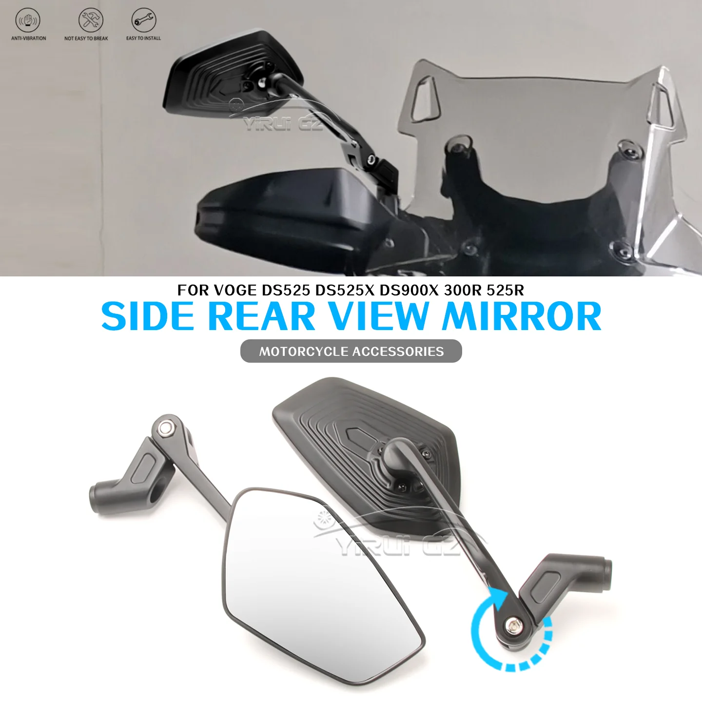 

Motorcycle Rearview Mirror For VOGE DS525 525R 300R DS525X DS900X Aluminum Adjustable Side Rear View Mirrors DS525 DS525X DS900X