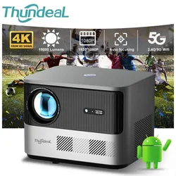 ThundeaL TDA6 Full HD1080P Proyector 5G WiFi Android 4K Video Smart Home Theater Proyector de enfoque automático TDA6W Proyector portátil 3D