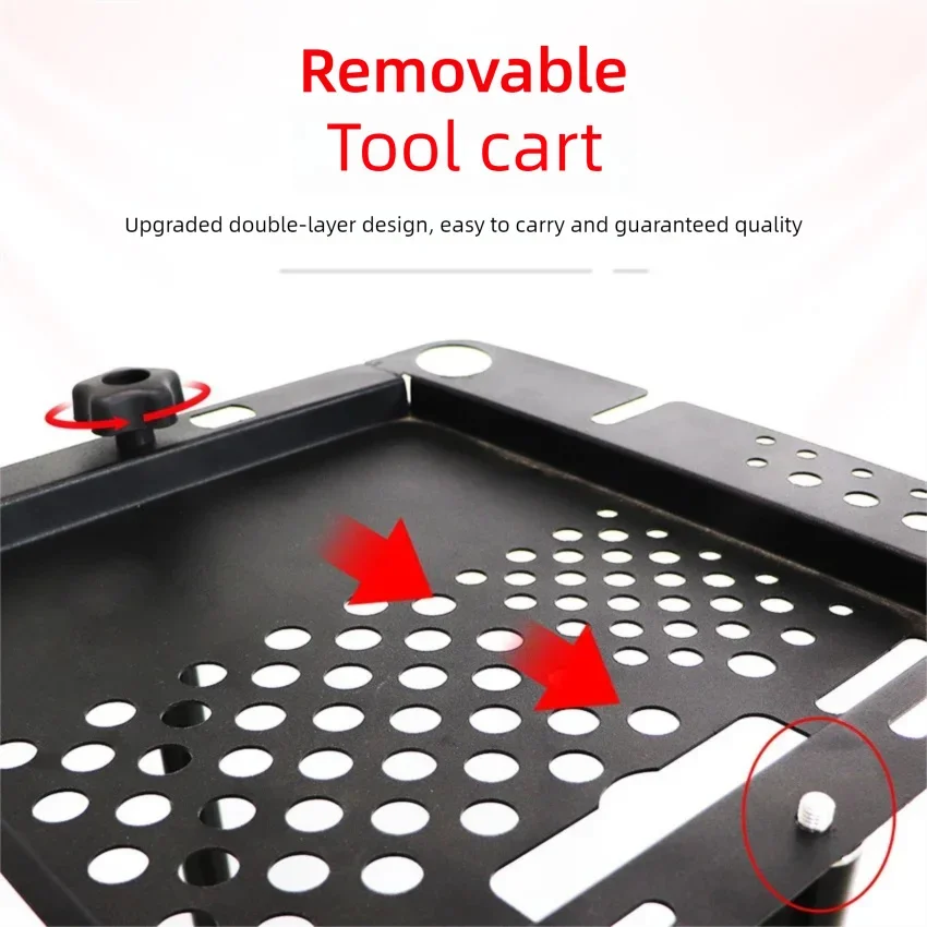 2-Layer Multifunctional Car Dent Repair and Wash Tool Trolley Wheeled Beauty Workshop Storage Cart For Auto Maintenance view 3