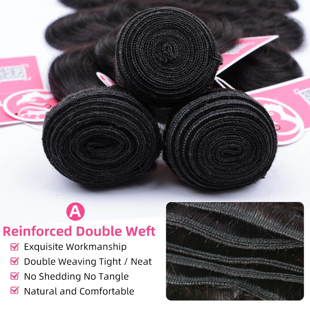 Body Wave Bundles Human Hair 1/3/4 Bundles 100% Human Hair Natural Black Color Brazilian Virgin Weave Bundle Hair Extensions
