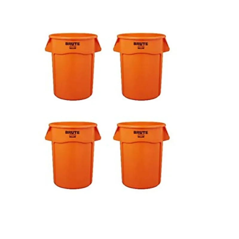 Rubbermaid Commercial Products BRUTE Heavy Duty Round Trash Can, High Visibility Garbage Can, 32 Gal, Orange