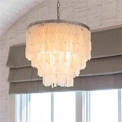 Skye Tiered Pendant Light Bohemia shell Gold Chrome led lamp Living Room Restaurant Hanging Light  Hotel Hall dining table light