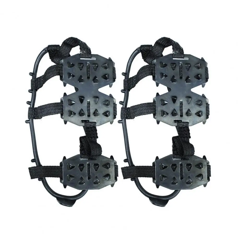 1 Pair 24 Teeth Crampons  Compact Adjustable Size Shoes Ice Grippers  High-stretch Band Shoes Ice Grippers