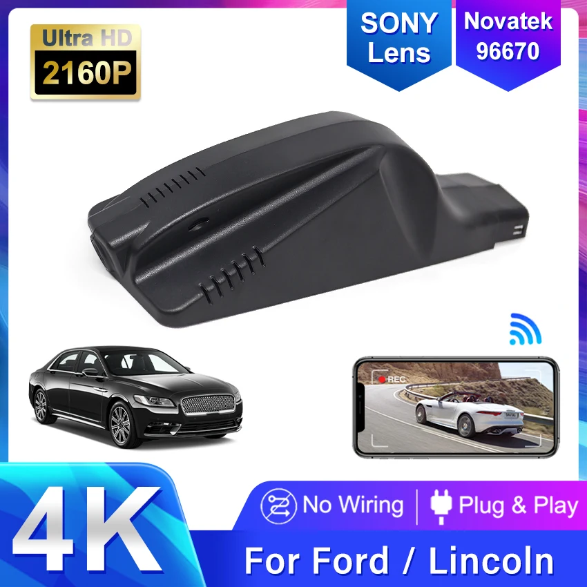 Plug and Play Car DVR UHD 4K 2160P Dash Cam Wifi Video Recorder For Lincoln MKZ MKX MKC Nautilus Ford Everest Taurus Explorer