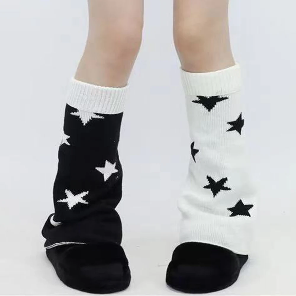 A pair of autumn and winter Harajuku style hot girl star skull elements wide-leg socks leg covers Lolita subculture y2k slim stu