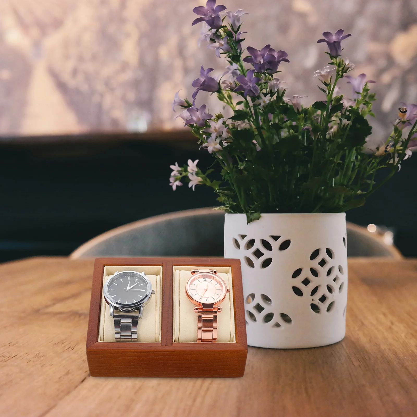 

Wooden Watch Stand Organizer Exquisite Workmanship Safe Secure Mounting Bedroom Shop Display