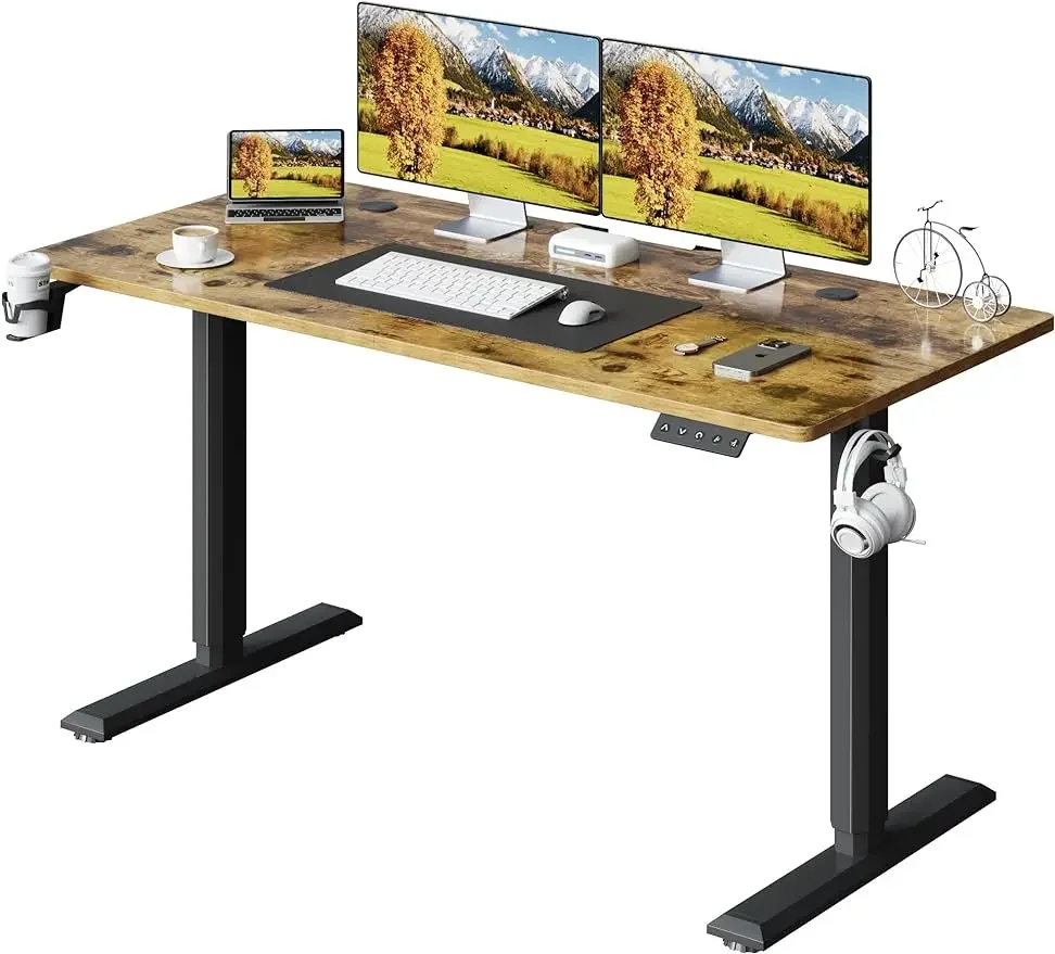 Electric Standing Desk 43 Inch, Ergonomic Height Adjustable Table with T-Shaped Metal Bracket Modern Computer