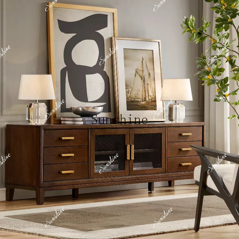 American furniture simple living room TV media cabinet storage rural  FT