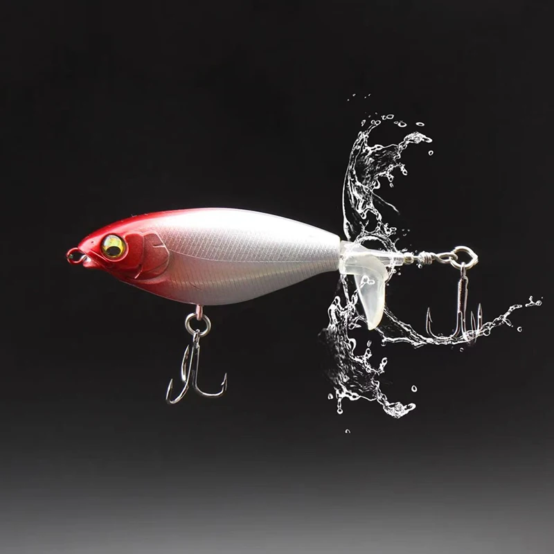 5pcs/box Topwater Fishing Lure 10g Whopper Popper Wobbler Artificial Hard Bait Bass Popper Soft Rotating Tail Fishing Tackle