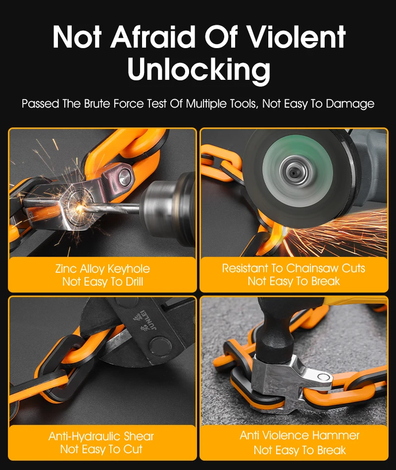 WEST BIKING Bicycle Lock MTB Road Bike Heavy Duty Safety Anti-Theft Chain Lock for Motorcycle Lengthen Thicken Chain Anti-Rust