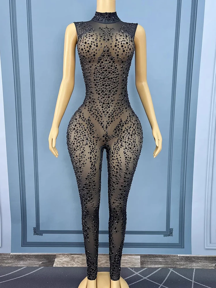 Alta calidad estampado en caliente Sexy ver a través de malla mono elástico 2025 nueva moda ropa de mujer personalizada