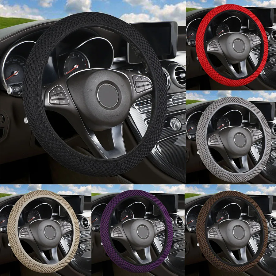 Car Steering Wheel Cover Skidproof Durable Fabric Soft Steering Universal Wheel Sleeve Covers Auto Interior Car Accessories