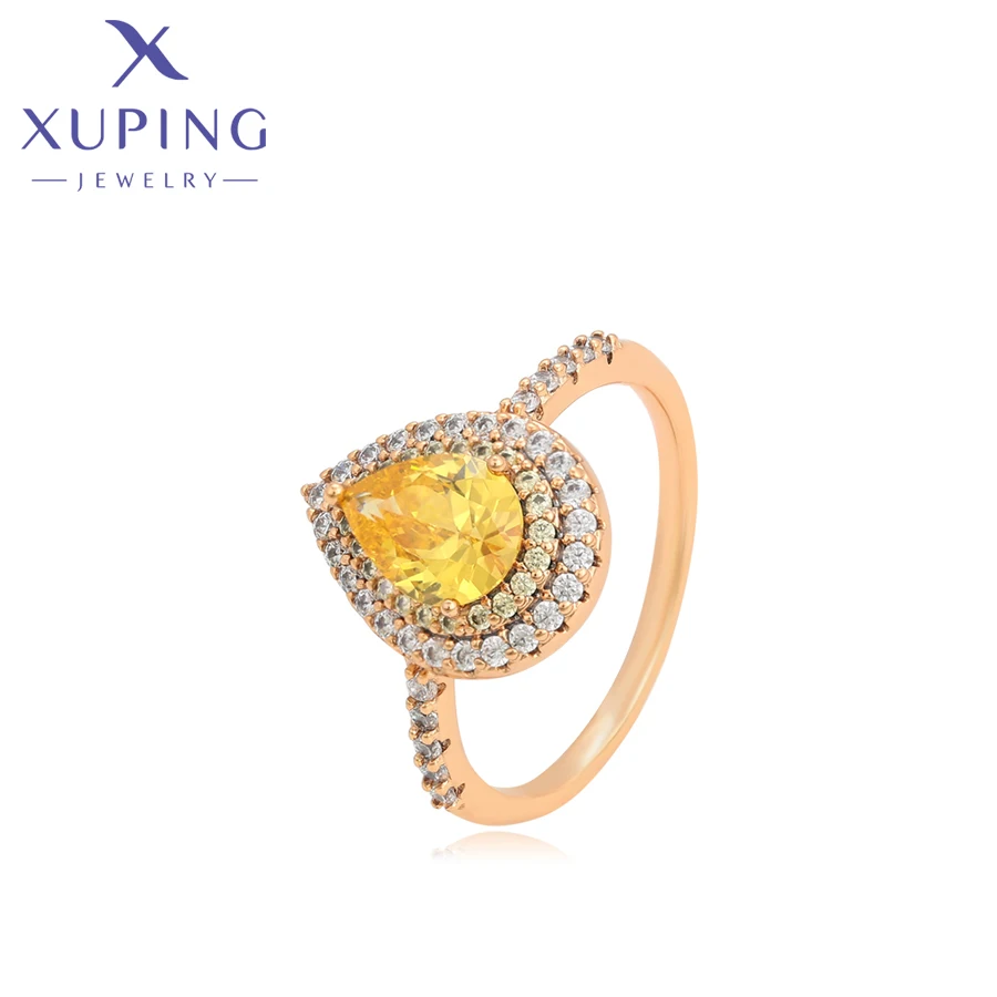 Xuping Jewelry Fashion New Model Yellow Stone Gold Color Ring for Women Gifts A00918630