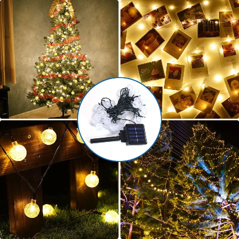 

Solar Powered Fairy Lights with 8 Modes Crystal Ball String Lights Outdoor for Garden Patio Balcony Wedding Christmas Decor