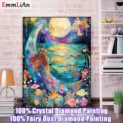 5D DIY Fairy Dust Drill Diamond Painting Girl Full Crystal Cross Stitch Embroidery Star Moon Rhinestones Mosaic Art Home Decor