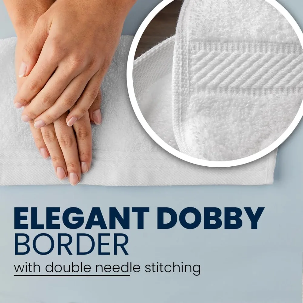 فائق النعومة 12 × 12 بوصة 300 عبوة من مناشف القطن الممشط بنسبة 100% باللون الأبيض الفاخر - ماصة للغاية وجودة فاخرة لجهاز Everyd