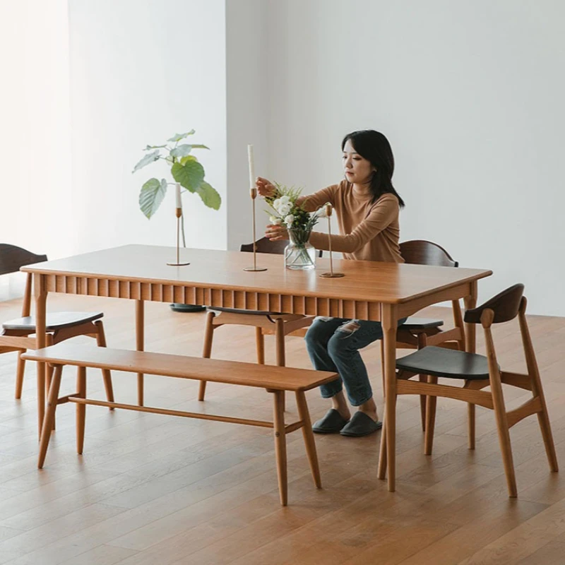 

Luxury Minimalist Dining Tables Modern Hotel Indoors Wooden Dining Tables Advanced Villa Home Furniture Mesa Comedor Ls40cz