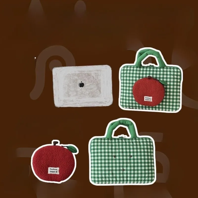 Ins Style coréen mignon Apple Plaid pochette d'ordinateur MacBook Air 13 étui sac à main tablette ordinateur accessoire stockage Portable sac pour ordinateur Portable