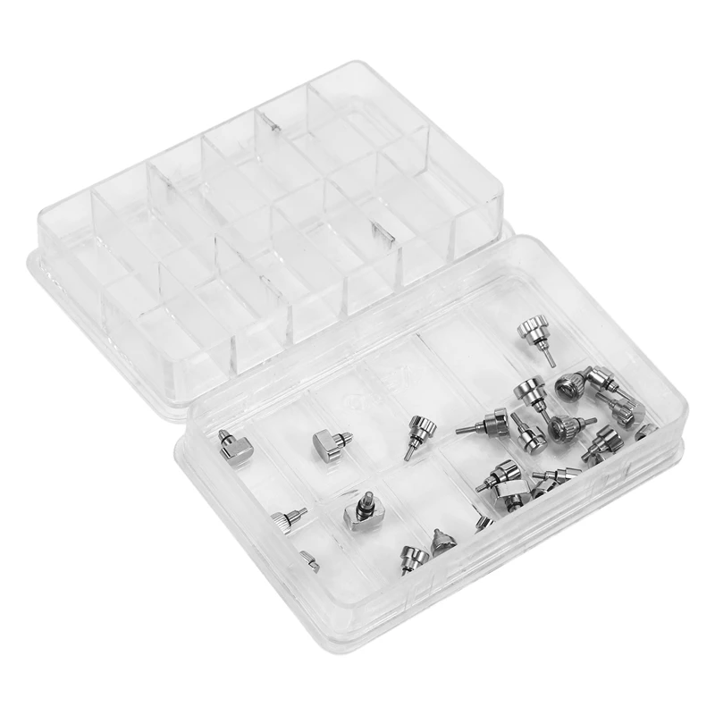 24Pcs Watch Push Press Button Waterproof Durable Stainless Steel Watch Parts Repair Tool Accessory Kit For Watchmaker