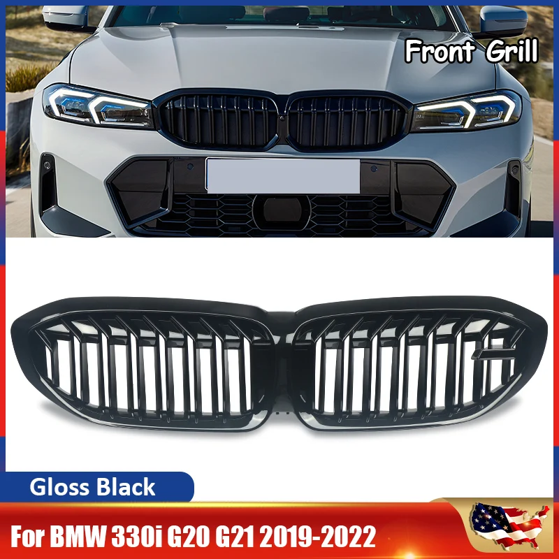 

SAIQINGSP подходит для BMW 3 серии G20 седан G21 Estate 2019-2021, передняя решетка с двойными планками, дизайн решетки, автомобильные аксессуары, инструменты