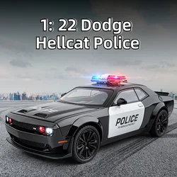 1: 22 Dodge Hellcat Police Car Simulation Alloy Sports Car Model Sound and Light Power Toy Children's Gift