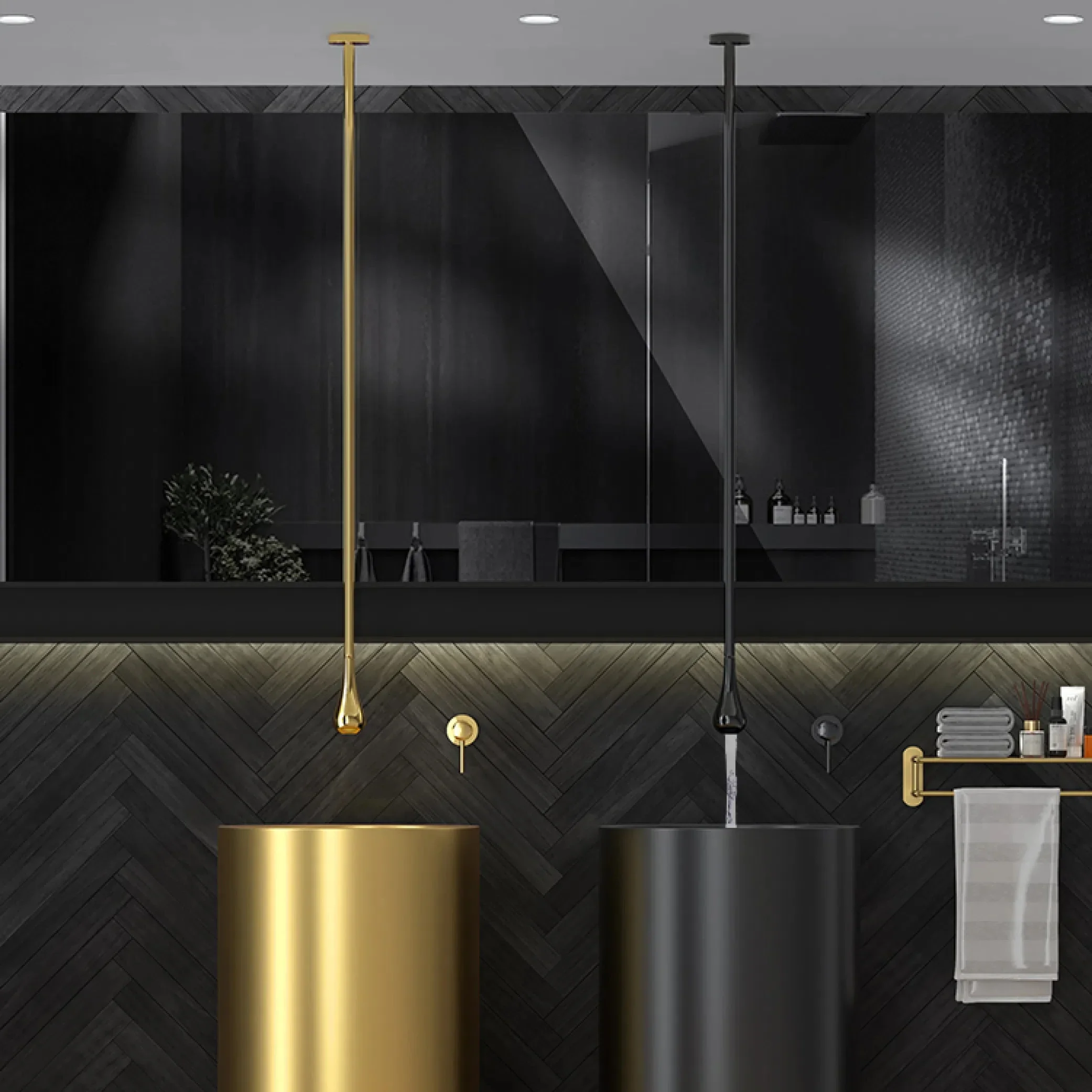 

Luxury high-end brass black bathroom faucet ceiling ceiling design single handle cold and hot double-hole basin&bathtub faucet