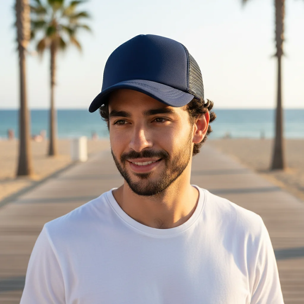 Outdoor Sports Mesh Baseball Cap Solid Color Breathable Polyester Duckbill Hat with Adjustable Strap for Women and Men