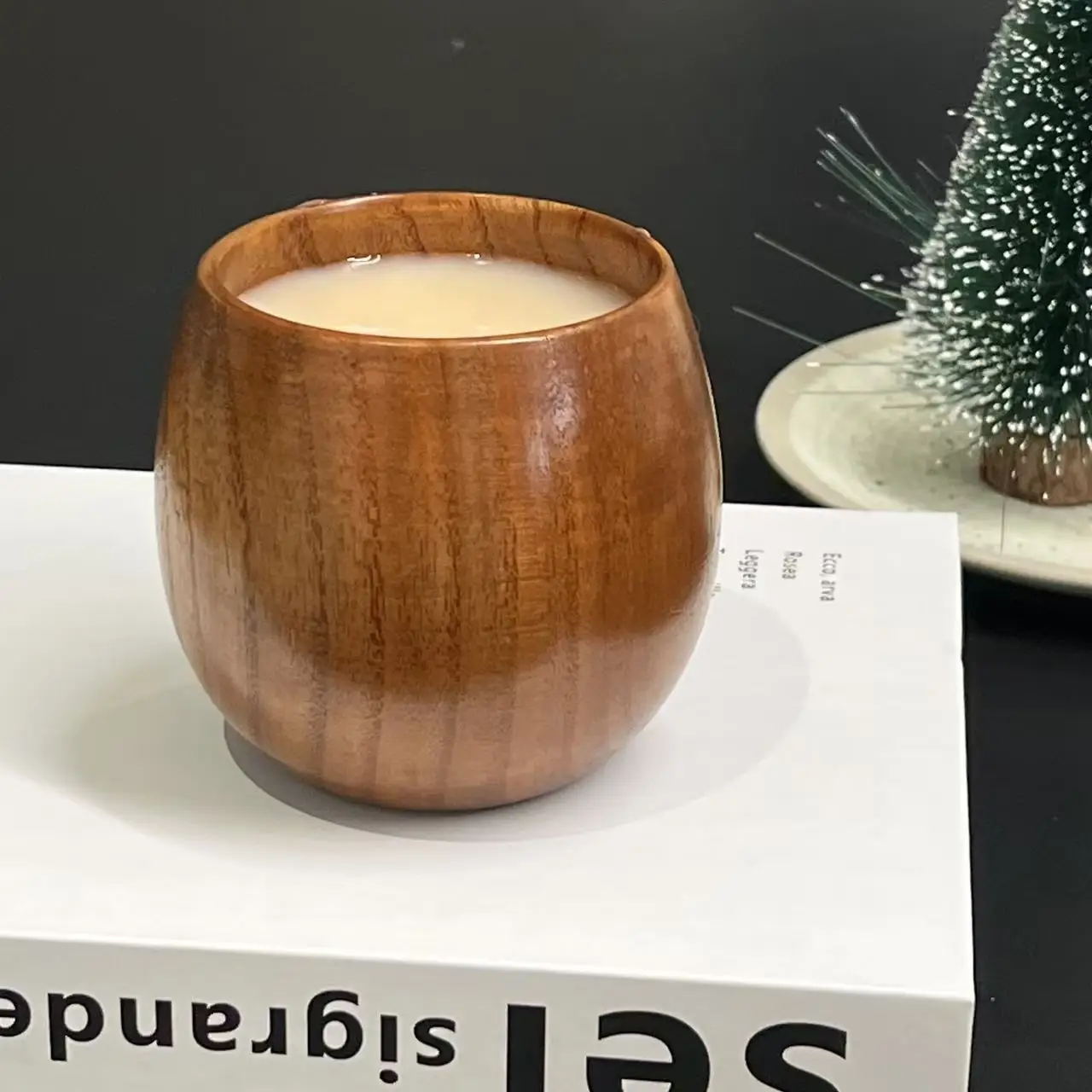 Japanese Style Wooden Whiskey Cup 250ml Handmade Natural Wood Tumbler Rustic Country Bar Cup Sake Gift Small Eco Friendly Home