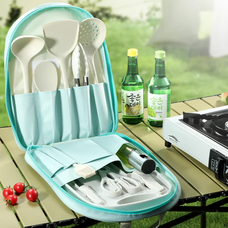 

Cooking utensil set, travel storage, barbecue accessories, portable and compact equipment, backpack, barbecue, camping, hiking