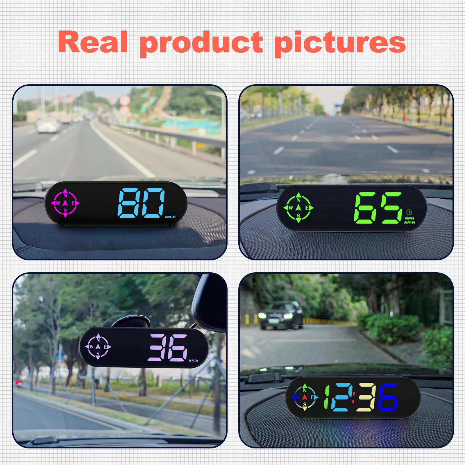 Car Head up Display GPS Digital Speedometer with Alarm Clock Compass Number of Satellites LED Display Gauge On-board Computer