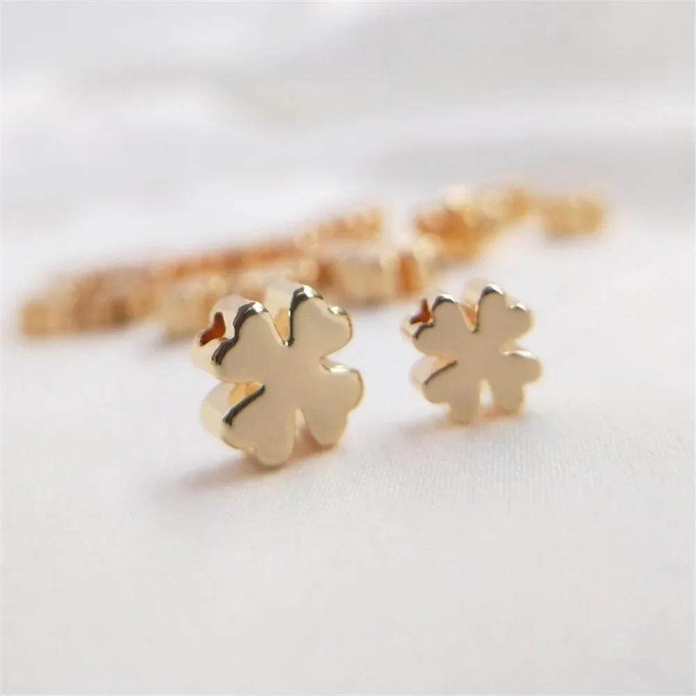 14K ชุบทอง CROSS Heart ดอกไม้ลูกปัดมุกอุปกรณ์เสริม DIY handmade สร้อยข้อมือเครื่องประดับวัสดุ