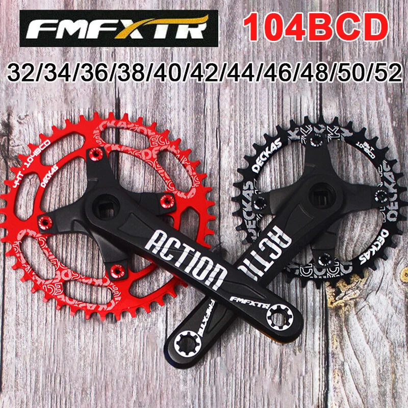 FMFXTR Bicycle Crankset 104BCD Mountain Bike Square Hole Crank Single Speed Chainwheel 8/9/10/11S MTB Crank Set Bike Parts