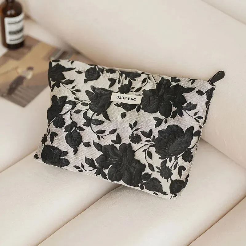 Women\'s Makeup Bag Classical Flowers Large Capacity Cosmetic Storage Bag Commuter Handy Clutch Bag Travel Amenity Bag Ins Style