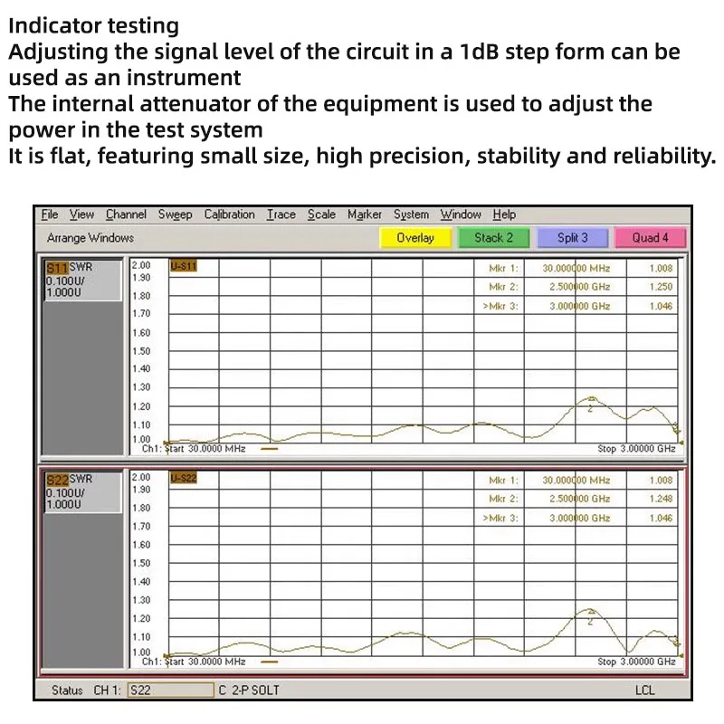 SMA type button adjustable attenuator SMA-KK DC-2.5/3/4GHz 0-30/60/90dB 2/5W RF variable attenuator key-press signal attenuator