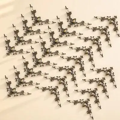 

24Pcs Metal Book Corner Protectors Decorative Box Corner Patch Vintage Style Edges Protector for Jewelry Gift Scrapbook Albums