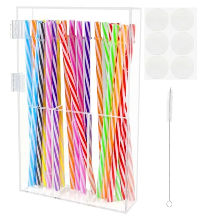 

9,8 Ih акриловый держатель для соломинки, пылезащитный держатель для соломинки для шкафа, клейкий органайзер для соломинки для кухонных стоек и шкафов