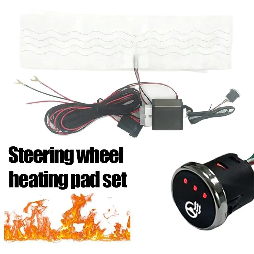 

130cm Universal Car Heated Steering Wheel Cover Heater Pad With DIY 12V/40W Hand Accessories Thermal Switch Winter Kit Warm U3G9