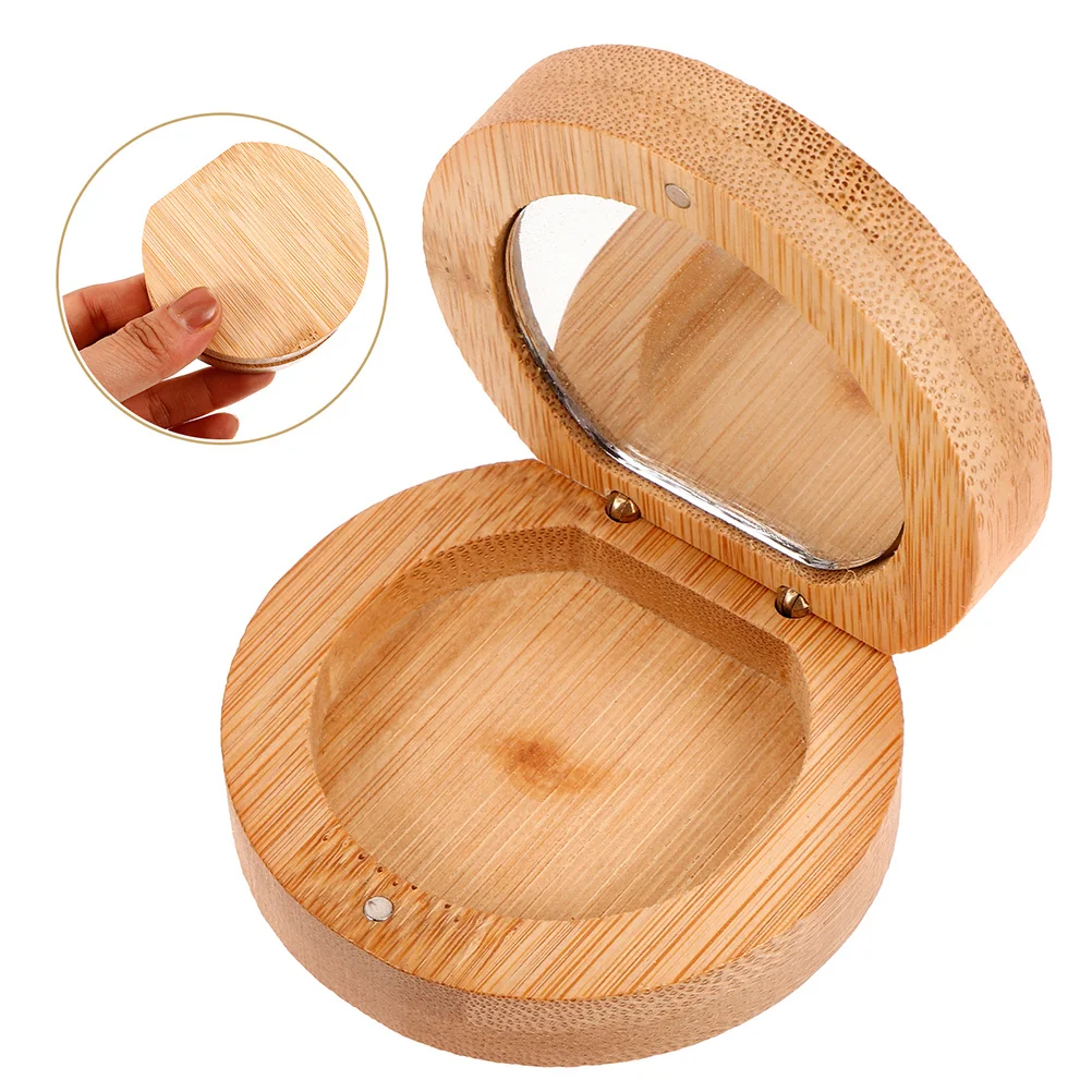

2Pcs Wooden Folding Makeup Mirror Bamboo Compact Mirror High for Travel Handheld Or Desktop Use Desk