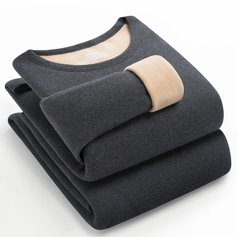 2026 New Men’s Thermal Underwear Set, Fleece-Lined and Thickened, Lamb Wool Warm Top and Pants