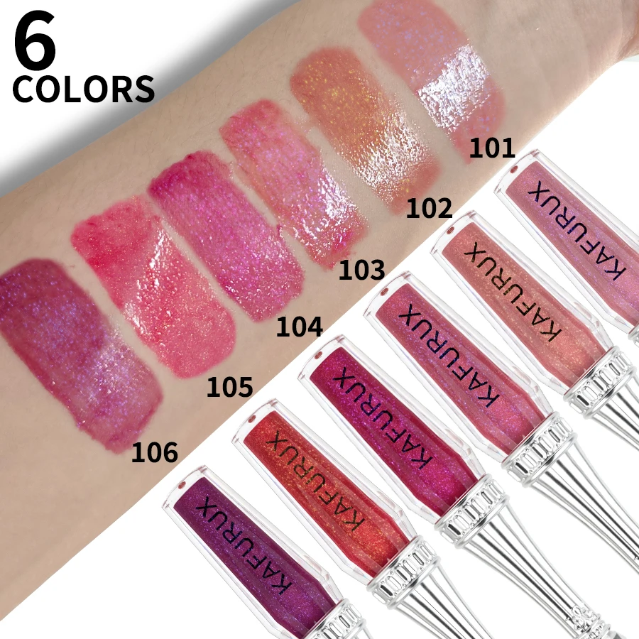 6 色グリッター 1pc リップ釉薬長期的なリップグロス防水液体口紅メイクアップリップオイルリップティント保湿リップクリーム