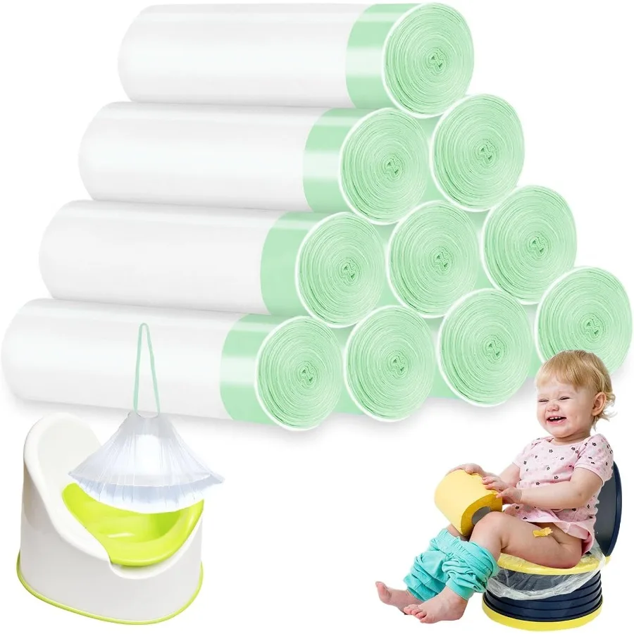 

200 Pack Portable Potty Chair Liners with DrawstringDisposable Training Toilet Seat Potty Bags for Toddler Pet Outdoors 17.3x9.