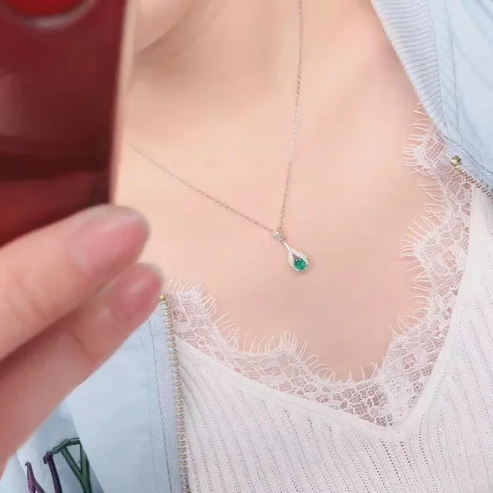 Natural Sapphire Necklace Ruby Necklace Emerald Pendant 925 Sterling Silver High-end Color Treasure